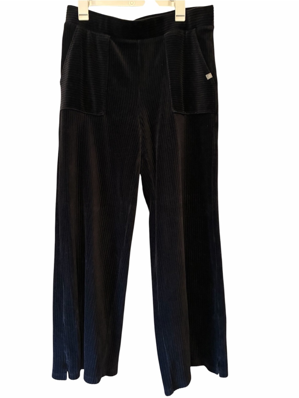 T by Talbots Sky Lounge Velour Wide‑Leg Pants – Black – Size Large